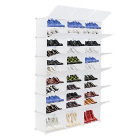 12 Tier Portable 72 Pair Shoe Rack Organizer 36 Grids Tower Shelf Storage Cabinet Stand Expandable for Heels Boots Slippers White (Option: as picture)