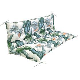 Swing Replacement Seat Cushion, Outdoor Furniture Seat Cushion With Backrest, Garden Lounge Chair Waterproof Porch Swing Seat Cushion, 8 Tie Stra (Option: GreenLeaf)