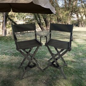 Casual Home Director's Chair Black Frame Canvas, Foldable, 2pcs - Adult Size (Color: black)