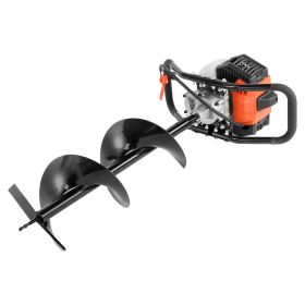 VEVOR Post Hole Digger, 52cc 1450W Auger Post Hole Digger, Gas Powered Earth Digger With Two Earth Auger Drill Bit3 Extension Rods, For Farmland, (Color: black)