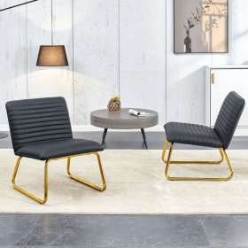 Black Minimalist Armless Sofa Chair With PU Backrest And Golden Metal Legs, Suitable For Offices, Restaurants, Kitchens, And Bedrooms (Color: black)