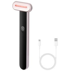 VEVOR Red Light Therapy Wand For Face, 7Color LED Facial Wand Red Light Therapy Device With Heatig Therapy Microcurrent Vibrating Massage, Portab (Option: Black Rose Gold)
