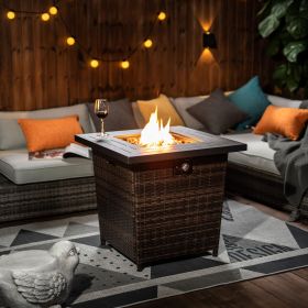 28inch Wicker Square Fire Pit Table (Option: Black brown)