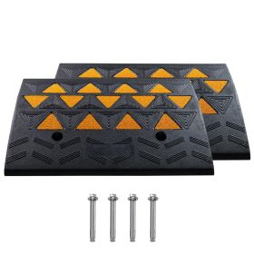 VEVOR Rubber Curb Ramp 2 Pack, 6Rise Height Heavy-Duty 33069 Lbs 15 T Capacity Threshold Ramps, Driveway Ramps With Stable Grid Structure For Car (Color: black)