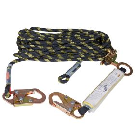 VEVOR Vertical Lifeline Assembly, 0.55 X 50 Fall Protection Rope With 30 KN Breaking Tension, Polyester Roofing Rope With Steel Snap Hooks, Rope (Color: black)