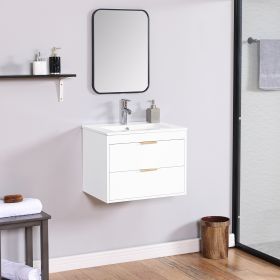 24  Floating Bathroom Vanity W  White Sink   Soft Close Doors (Color: White)