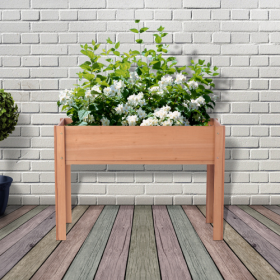 Raised Garden Bed With Legs, Elevated Wooden Planter Box For Outdoor Plants Flowers Fruits Vegetable Herb Growing (Color: coffee)