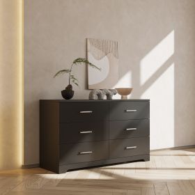 Black Particle Board With Triamcinol, Six Drawer Cabinet (Color: black)