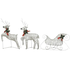 Reindeer & Sleigh Christmas Decoration 60 LEDs Outdoor Gold (Color: gold)