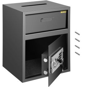 VEVOR Digital Depository Safe 1.7 Cubic Feet Made Of Carbon Steel Electronic Code Lock Depository Safe With Deposit Slot With Two Emergency Keys (Color: black)