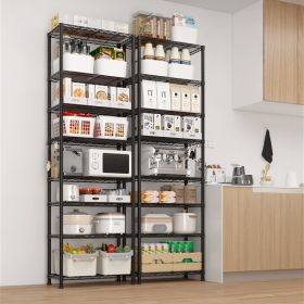 Eight Layer Segmented Display Rack With M8 Adjustable Feet And 4 S-hooks, Allowing For Free Adjustment Of Interlayer Spacing (Color: black)