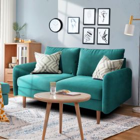56.3-inch Velvet Round Arm Apartment Double Sofa (Option: Dark cyan)