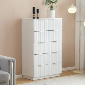 White P2 Density Board, Corrugated Surface, Five Layers And Six Drawers, Chest Of Drawers (Color: White)