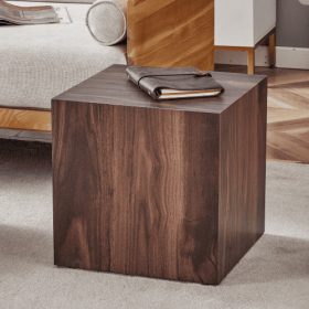 16x16x16 Inch Walnut Wood Grain MDF Coffee Table - Luxurious Design, Perfect Living Room Accent.Cube Fashion Texture Design Coffee Table, Suitabl (Option: Walnut)