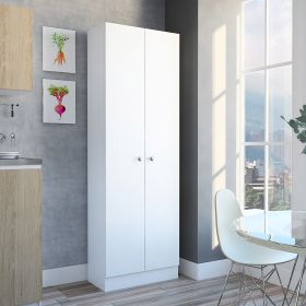 Multistorage Pantry Cabinet, Five Shelves, Double Door Cabinet -White (Color: White)