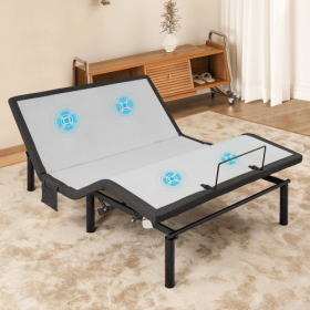 Ergonomic Queen Size Adjustable Bed, Zero Gravity Base For Stress Management WHead And Foot Incline, Wireless Remote Control, Massage, Under-Bed (Color: Grey)