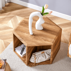 Hexagonal MDF Coffee Table, Characteristic Pattern Stickers, Multi-hole Design To Give More Storage Space, Simple And Convenient Design Makes It (Option: Wood)
