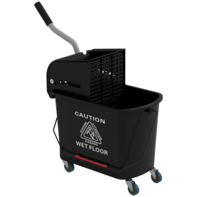 HOMCOM Mop Bucket With Wringer On Wheels For Floor Cleaning, 21 Quart, Separate Dirty And Clean Water, Black (Color: black)