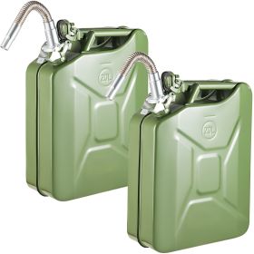 VEVOR Jerry Fuel Can, 5.3 Gallon  20 L Portable Jerry Gas Can With Flexible Spout System, Rustproof Heat-resistant Steel Fuel Tank For Cars Truck (Option: Green 2pcs)