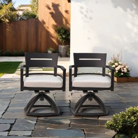 Outdoor Patio Aluminum Swivel Rocker 2PCS With Outdoor-grade Sunbrella Fabric Cushions, Ember Black (Option: Ember Black)