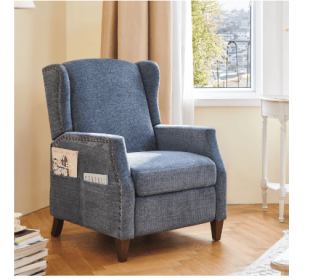 Canvas Push Back Lounge Chair (Color: Blue)