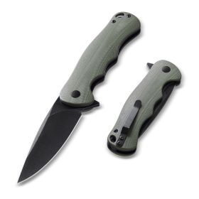 Folding Pocket Knife 3.5 In 8.8 Cm D2 Steel Blade G10 Handle Pocket Clip (Color: black)