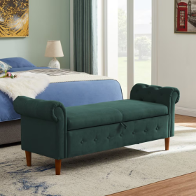 Olive Green Multifunctional Storage Rectangular Sofa Stool (Option: Olive green)