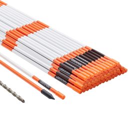VEVOR Driveway Markers, 50 PCS 48 Inch, 0.4 Inch Diameter, Orange Fiberglass Poles Snow Stakes With Reflective Tape,  Steel Drill Bit & Protectio (Option: 50PCS)