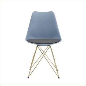 Modern Dining Chairs With Shell Resting Area, Plastic Seats And Golden Steel Legs (Option: Gray)