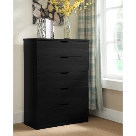 Modern Black Five Drawer Clothes And Storage Chest Cabinet With Metal Drawer Glides (Color: black)