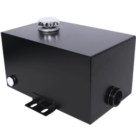 5 Gallon 14 Gauge Steel Hydraulic Fluid Reservoir Tank With Inlet FNPT And Outlet  FNPT, Integral Mounting Foot On Each End, Black (Color: black)