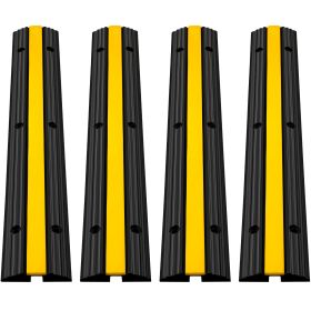 VEVOR 4 Pack Of 1 Channel Rubber Cable Protector Ramps Heavy Duty 22046Lbs Load Capacity Cable Wire Cord Cover Ramp Speed Bump Driveway Hose Cabl (Option: Default)