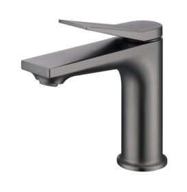 Gun Gray Single Hole Bathroom Faucet,Laundry Vanity Sink Faucet With Two 9 16 Hoses (Option: Gun Gray)