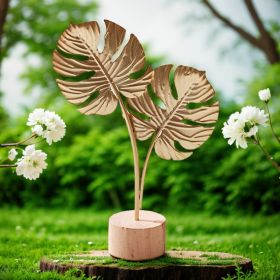 Creative Foliage Ornaments In Metal (Option: Golden)