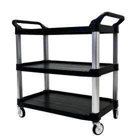 Three-layer Thickened Plastic Mobile Tool Cart (Color: black)