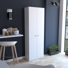 Multistorage Cabinet 71 H Two Doors Five Internal Shelves White (Color: White)