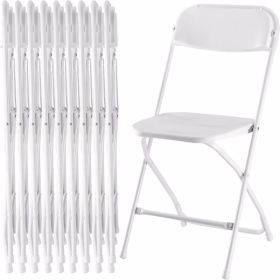 10 Pack Plastic Folding Chairs, Foldable Stackable Portable Seating With Metal Frame, 330 Lbs Capacity, Outdoor Indoor Commercial Use For Party, (Option: 10pcs)