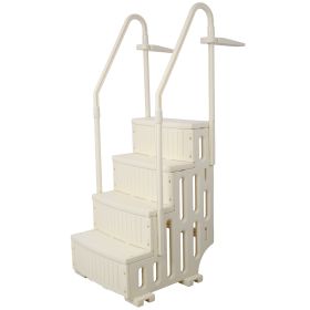 Pool Ladder Heavy-Duty 4 Safety Step For Above Ground Pools Stair Entry System With Handrails 400lbs (Color: White)