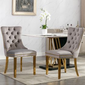 Nikki Modern Velvet Upholstered Dining Chair - High-End Solid Wood (Option: Gray)