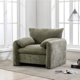 Modern Style Chenille Oversized Armchair Lounge Sofa 38.6'' W For Living Room (Option: Matcha Green)