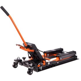 VEVOR Steel Hydraulic Motorcycle Jack Stand, 1500 LBS ATV Scissor Lift Jack, Scissor Lift Jack Stand With 4 Wheels, Hydraulic Foot-Operated Hoist (Option: Black orange)
