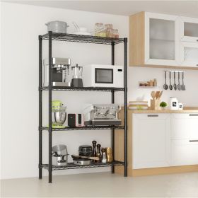 Four Layer - Metal Storage Rack Without Wheels, Black Spray Painted (Color: black)