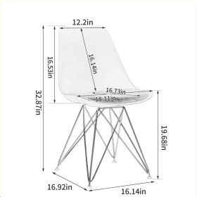 Modern Dining Chair With Shell Leisure Plastic Seat And Golden Steel Legs (Color: Beige)