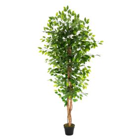 6FT, Green, Solid Wood, Banyan Tree, Artificial Tree (Color: green)
