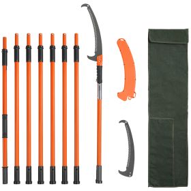 VEVOR Manual Pole Saw, 7.3 27 Ft Extendable Tree Pruner, Sharp Steel Blade High Branches Trimming, Manual Branch Trimmer With Lightweight 8 Fiber (Option: Default)