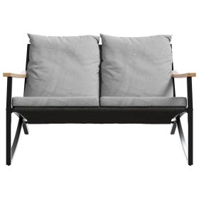 VidaXL Banca De Gradina Cu Perne, Negru 120 Cm Otel (Option: as picture)