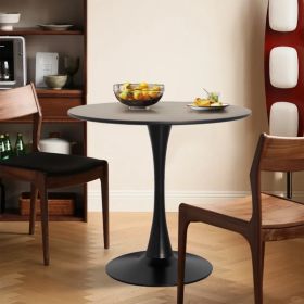 Round Black Dining Table 31.5 Inches, With Base, Medieval Kitchen Dining Table, Coffee Table, Suitable For 2 To 4 People (Color: black)