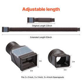 Rain Gutter Downspout Extensions 2-Pack Flexible Downspout Extender Brown (Color: Brown)