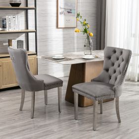 A A Nikki  Modern Velvet Upholstered Dining Chair (Option: Gray)