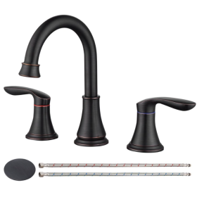 8 Inch Wide Bathroom Sink Faucet Oil Wipe Bronze Wash Basin Faucet 3 Hole Swivel Spout Vanity Sink Basin Faucet With Pop-Up Drain And Water Suppl (Option: Oil Rubbed Bronze)